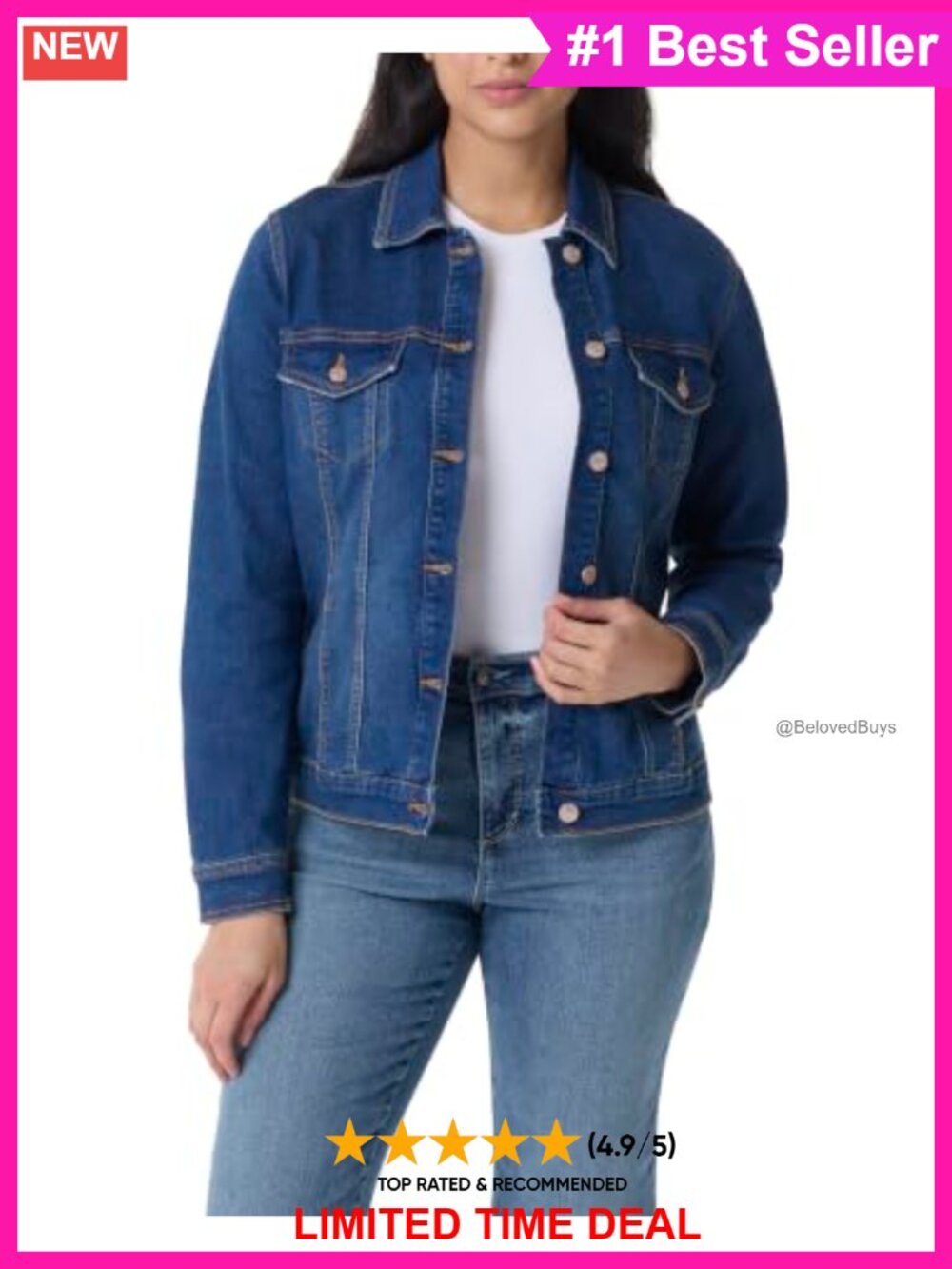 Classic Button Down Denim Jean Jacket Long Sleeve Regular Fit